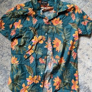 Bonobos Riviera Floral Button Down Shirt - Teal and Orange